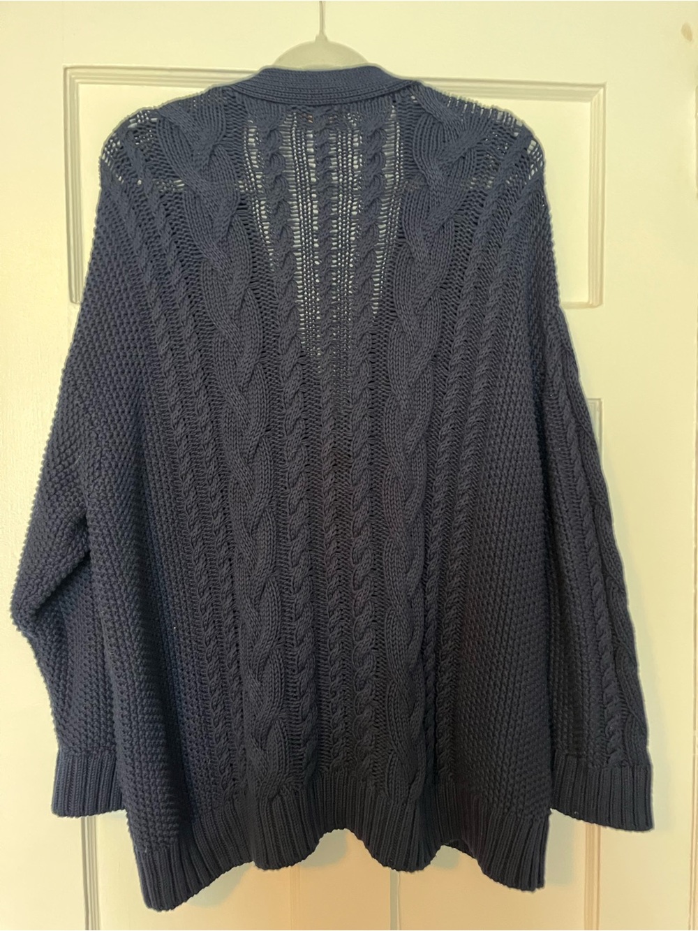 Quince 100% organic cotton chunky oversized cable knit navy cardigan sz s - Picture 8 of 9